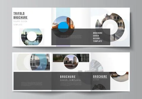 Vector layout of square covers templates for trifold brochure, flyer, magazine Stock Illustration