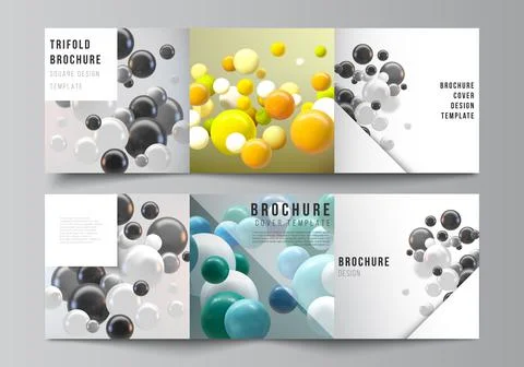 Vector layout of square covers templates for trifold brochure, flyer, magazine Stock Illustration
