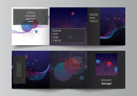 Vector layout of square covers templates for trifold brochure, flyer, cover 스톡 일러스트