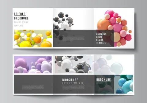 Vector layout of square covers templates for trifold brochure, flyer, magazine Stock Illustration