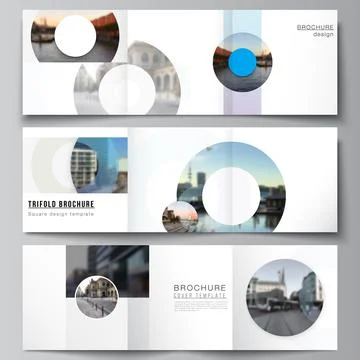 Vector layout of square covers templates for trifold brochure, flyer, magazine Stock Illustration