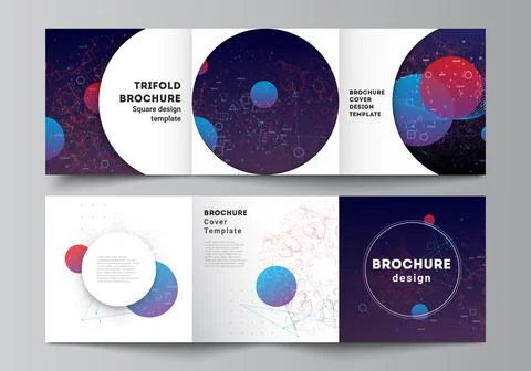 Vector layout of square covers templates for trifold brochure, flyer, cover Illustrazione stock