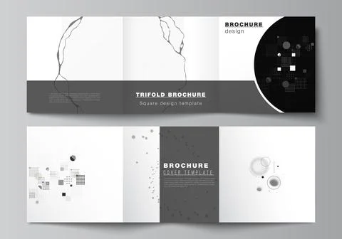 Vector layout of square covers templates for trifold brochure, flyer, magazine 스톡 일러스트