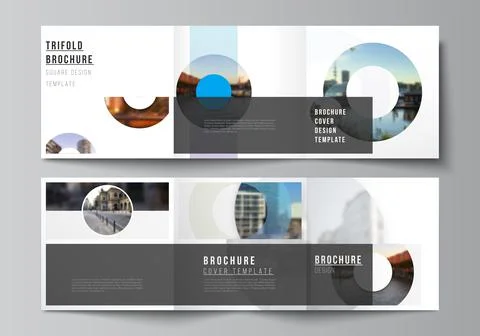 Vector layout of square covers templates for trifold brochure, flyer, magazine Stock Illustration