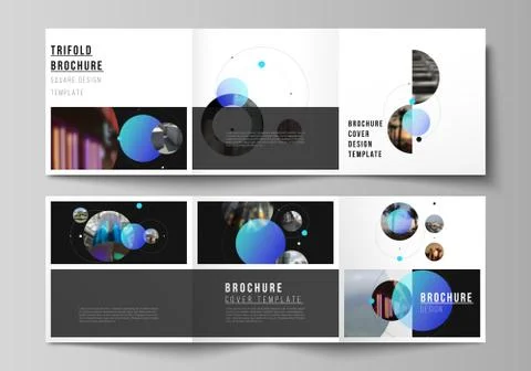 Vector layout of square format covers design templates for trifold brochure Stock Illustration