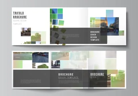 Vector layout of square format covers design templates for trifold brochure Stock Illustration