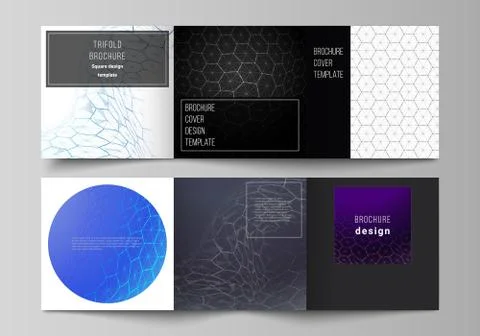 Vector layout of square format covers design templates for trifold brochure Stock Illustration