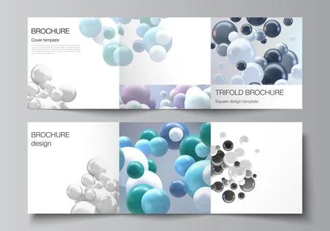 Vector layout of square format covers templates for trifold brochure, flyer Stock Illustration