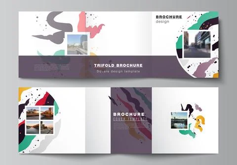 Vector layout of square format covers design templates for trifold brochure Stock Illustration