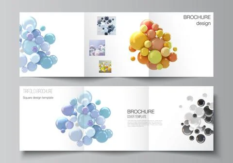 Vector layout of square format covers templates for trifold brochure, flyer Stock Illustration