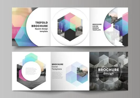 Vector layout of square format covers design templates with abstract shapes and Stock Illustration