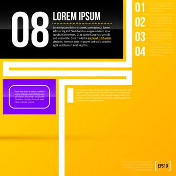 Vector layout template on bright yellow background. EPS10 Stock Illustration