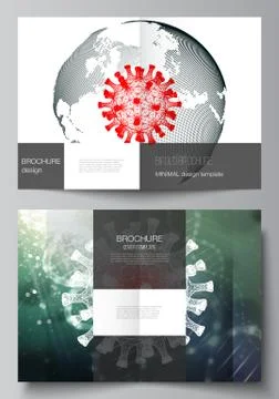 Vector layout of two A4 cover mockups templates for bifold brochure, flyer Stock Illustration