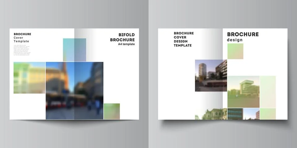 Vector layout of two A4 cover mockups design templates for bifold brochure Stock Illustration