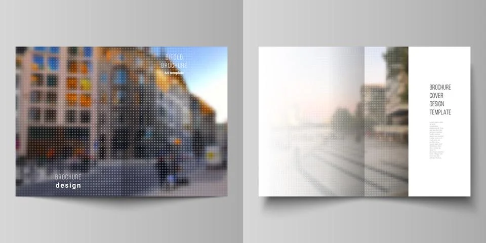 Vector layout of two A4 cover mockups design templates for bifold brochure Stock Illustration