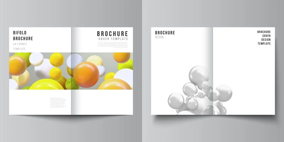 Vector layout of two A4 cover mockups template for bifold brochure, flyer Stock Illustration