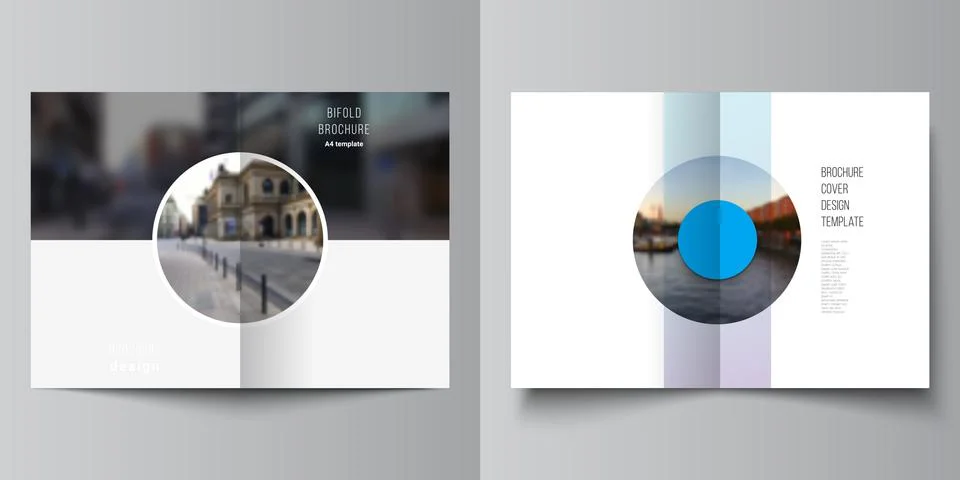 Vector layout of two A4 cover mockups templates for bifold brochure, flyer Stock Illustration