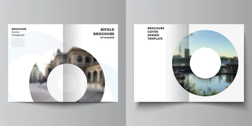 Vector layout of two A4 cover mockups templates for bifold brochure, flyer Stock Illustration