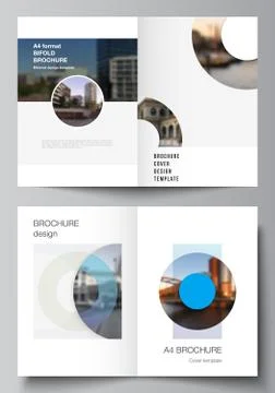 Vector layout of two A4 cover mockups templates for bifold brochure, flyer Stock Illustration
