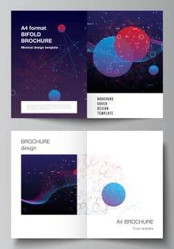 Vector layout of two A4 cover mockups templates for bifold brochure, flyer Illustrazione stock