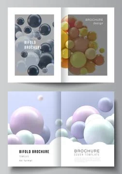 Vector layout of two A4 cover mockups template for bifold brochure, flyer Stock Illustration