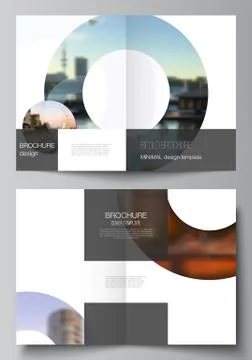 Vector layout of two A4 cover mockups templates for bifold brochure, flyer Stock Illustration