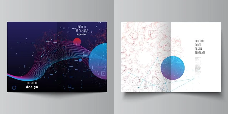Vector layout of two A4 cover mockups templates for bifold brochure, flyer Illustrazione stock