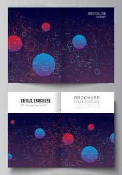 Vector layout of two A4 cover mockups templates for bifold brochure, flyer Illustrazione stock