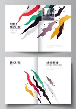 Vector layout of two A4 cover mockups design templates for bifold brochure Stock Illustration