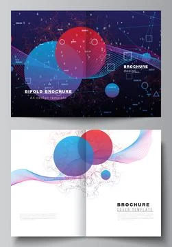 Vector layout of two A4 cover mockups templates for bifold brochure, flyer Illustrazione stock