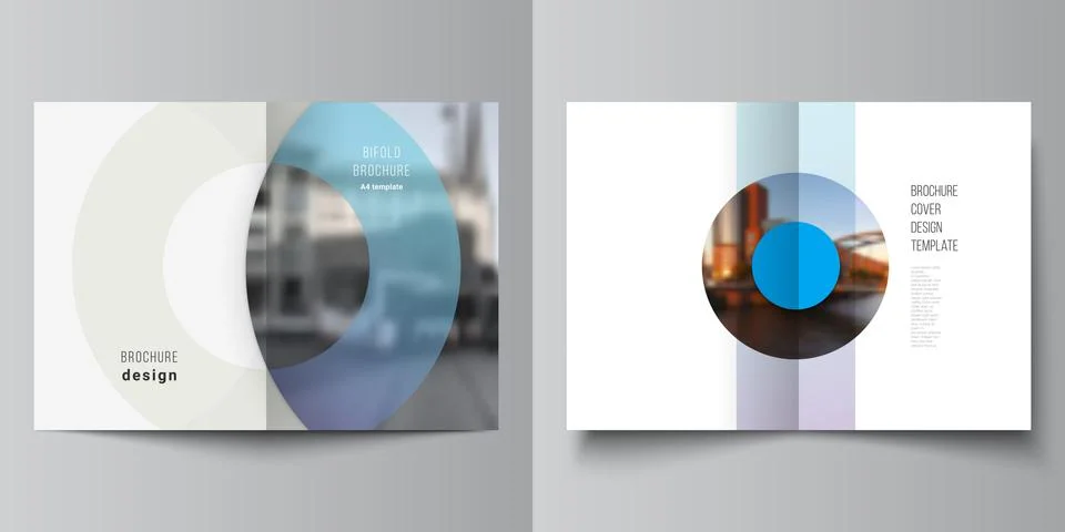 Vector layout of two A4 cover mockups templates for bifold brochure, flyer Stock Illustration