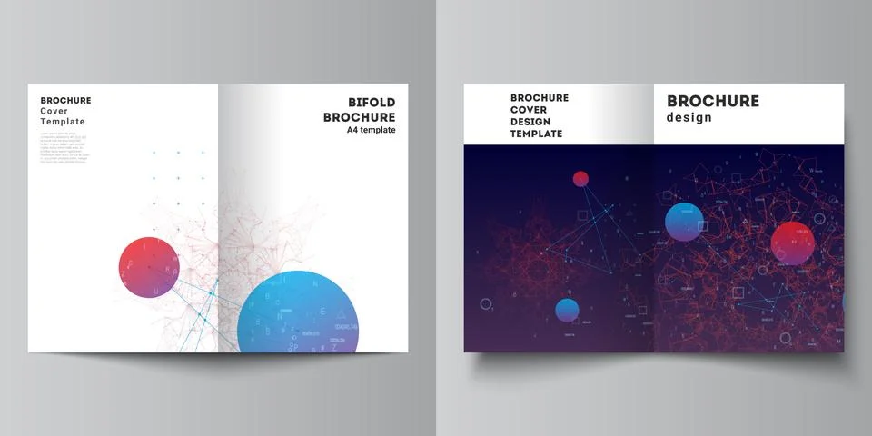 Vector layout of two A4 cover mockups templates for bifold brochure, flyer Illustrazione stock