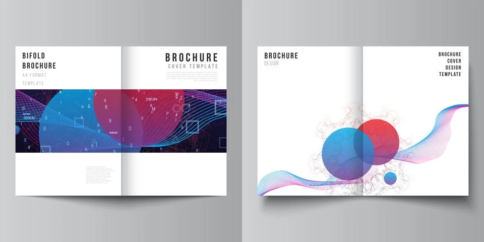 Vector layout of two A4 cover mockups templates for bifold brochure, flyer Illustrazione stock