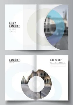 Vector layout of two A4 cover mockups templates for bifold brochure, flyer Stock Illustration