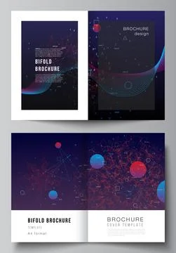 Vector layout of two A4 cover mockups templates for bifold brochure, flyer Illustrazione stock