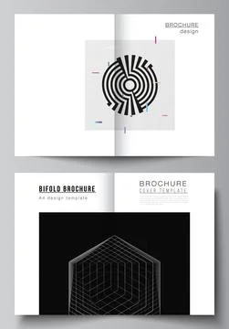 Vector layout of two A4 cover mockups design templates for bifold brochure Stockillustratie