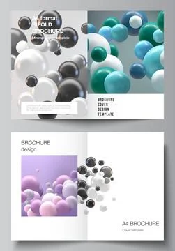 Vector layout of two A4 cover mockup templates for bifold brochure, flyer Stock Illustration