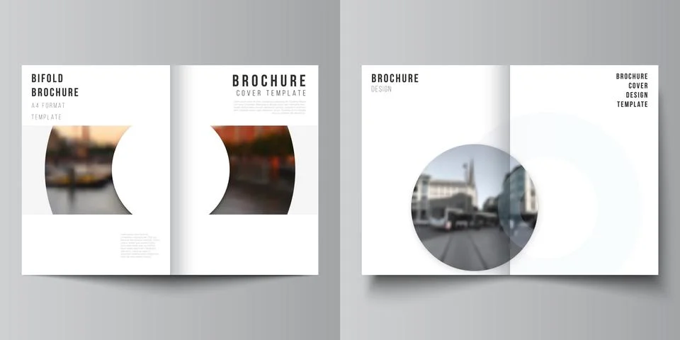 Vector layout of two A4 cover mockups templates for bifold brochure, flyer Stock Illustration