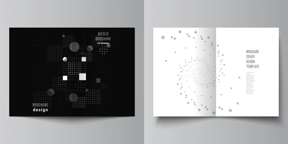 Vector layout of two A4 cover mockups templates for bifold brochure, flyer Stock Illustration