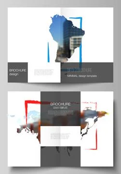 Vector layout of two A4 cover mockups templates for bifold brochure, flyer Stock Illustration