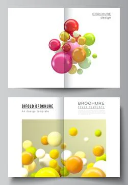 Vector layout of two A4 cover mockup templates for bifold brochure, flyer Stock Illustration