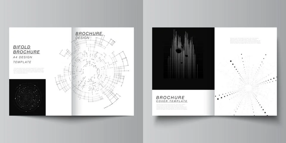 Vector layout of two A4 cover mockups design templates for bifold brochure Stock Illustration