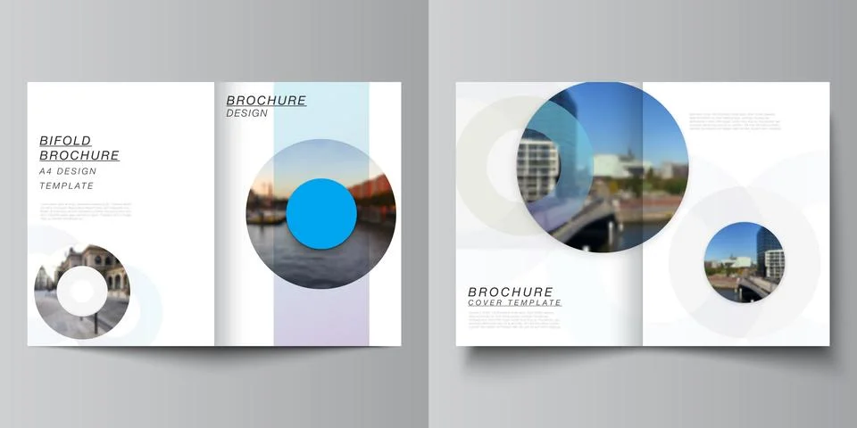 Vector layout of two A4 cover mockups templates for bifold brochure, flyer Stock Illustration