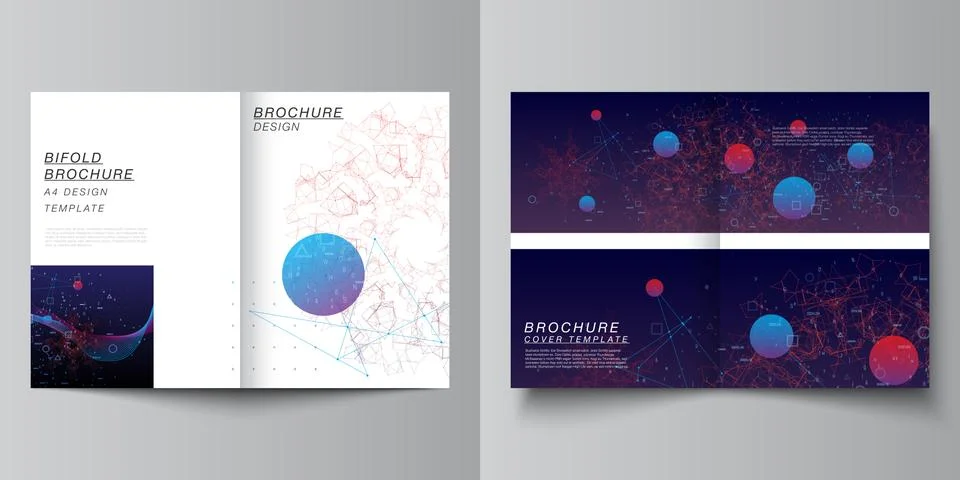Vector layout of two A4 cover mockups templates for bifold brochure, flyer Illustrazione stock