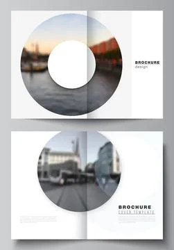 Vector layout of two A4 cover mockups templates for bifold brochure, flyer Stock Illustration