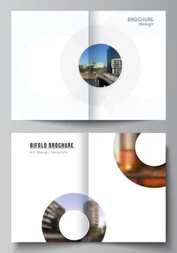 Vector layout of two A4 cover mockups templates for bifold brochure, flyer Stock Illustration