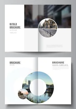 Vector layout of two A4 cover mockups templates for bifold brochure, flyer Stock Illustration