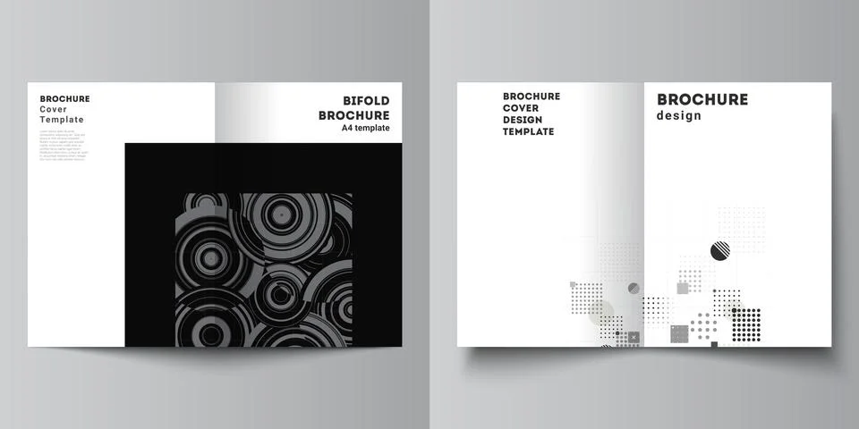 Vector layout of two A4 cover mockups templates for bifold brochure, flyer Stock Illustration