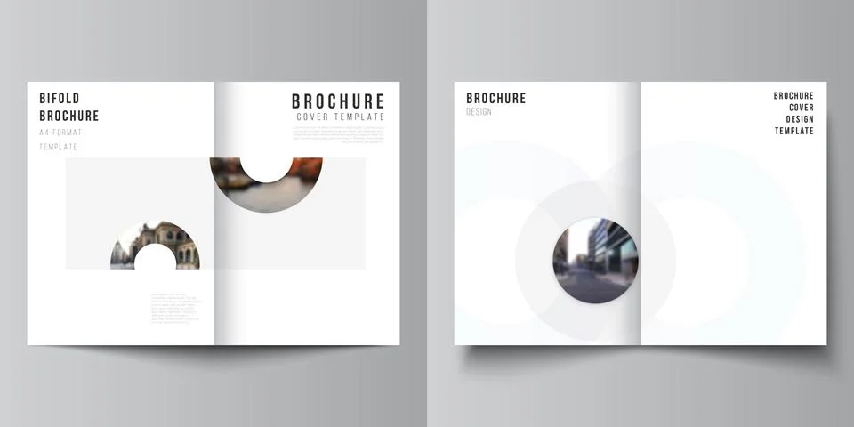 Vector layout of two A4 cover mockups templates for bifold brochure, flyer Stock Illustration