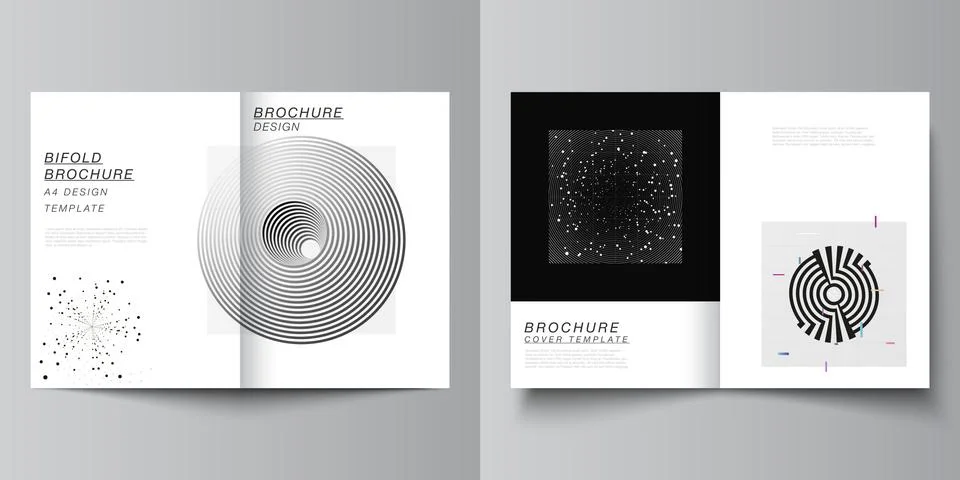 Vector layout of two A4 cover mockups design templates for bifold brochure Stock Illustration